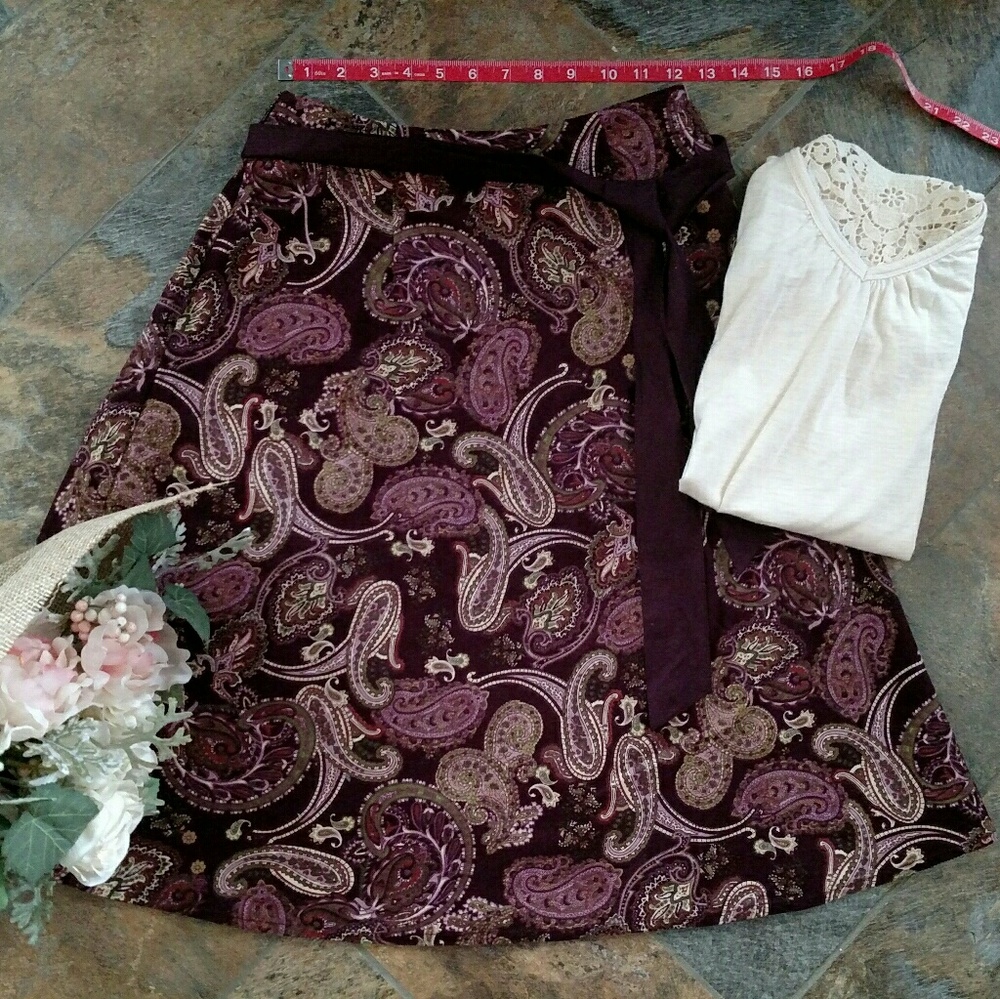 Saint John's Bay corduroy Paisley vintage skirt